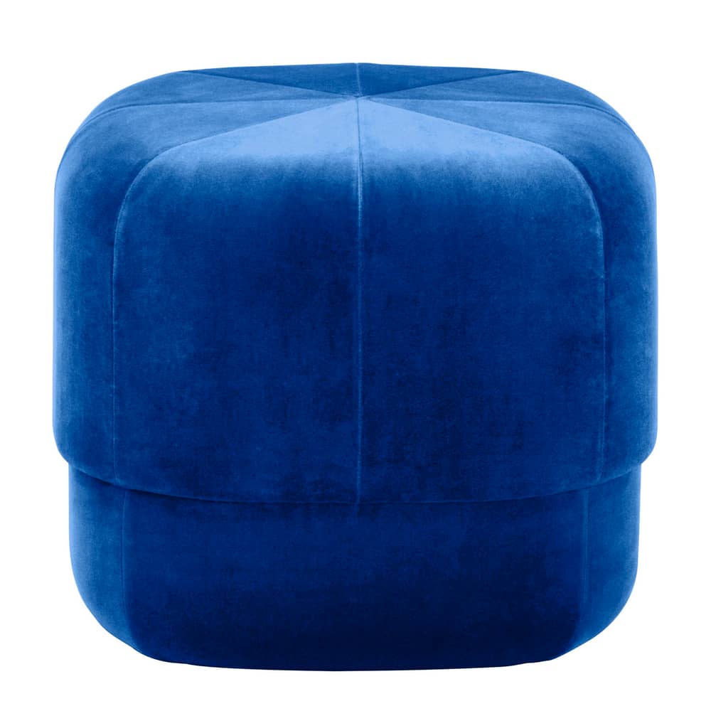 Pouf Circus Small tissu bleu / Ø 46 cm - Velours - Normann Copenhagen - Bleu électrique - Bois, Mousse, Velours