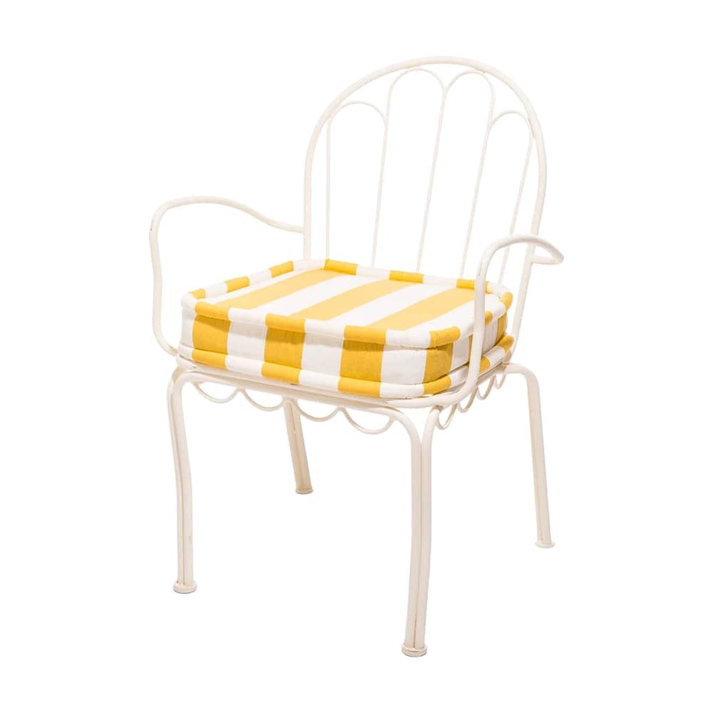 Stapelbarer Stuhl Al Fresco metall gelb / Inklusive Kissen - BUSINESS & PLEASURE - Kissen Crew Mimosa (gelb gestreift) - Pleasuretex®-Outdoorstoff, Schaumstoff, Stahl
