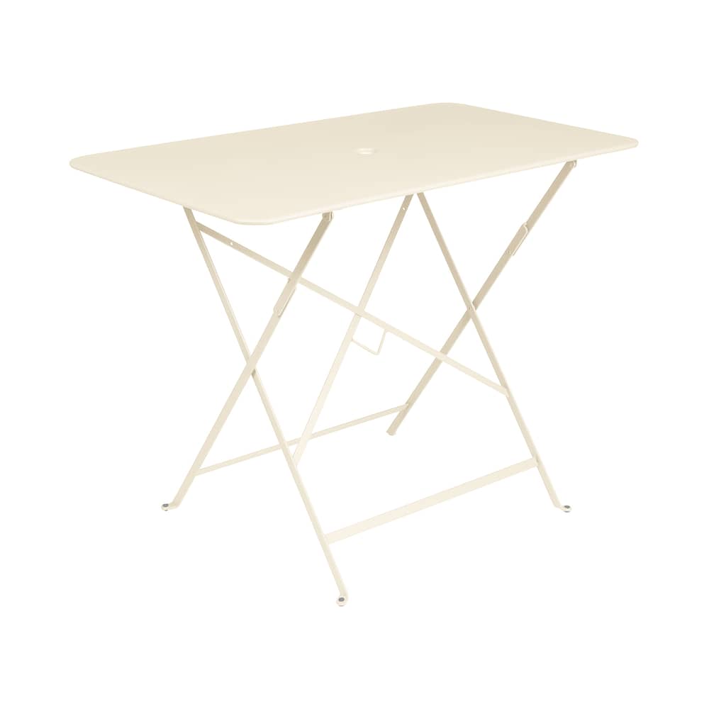 Table pliante Bistro métal beige / 97 x 57 cm - 4 personnes - Trou parasol - Fermob - Beige latte - Acier laqué