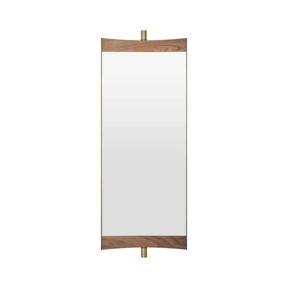 Vanity 1 Wall mirror natural wood / L 28 x H 73.8 cm - Rotating - Gubi - L 28 x H 73.8 cm - Brass, Glass, Walnut veneer