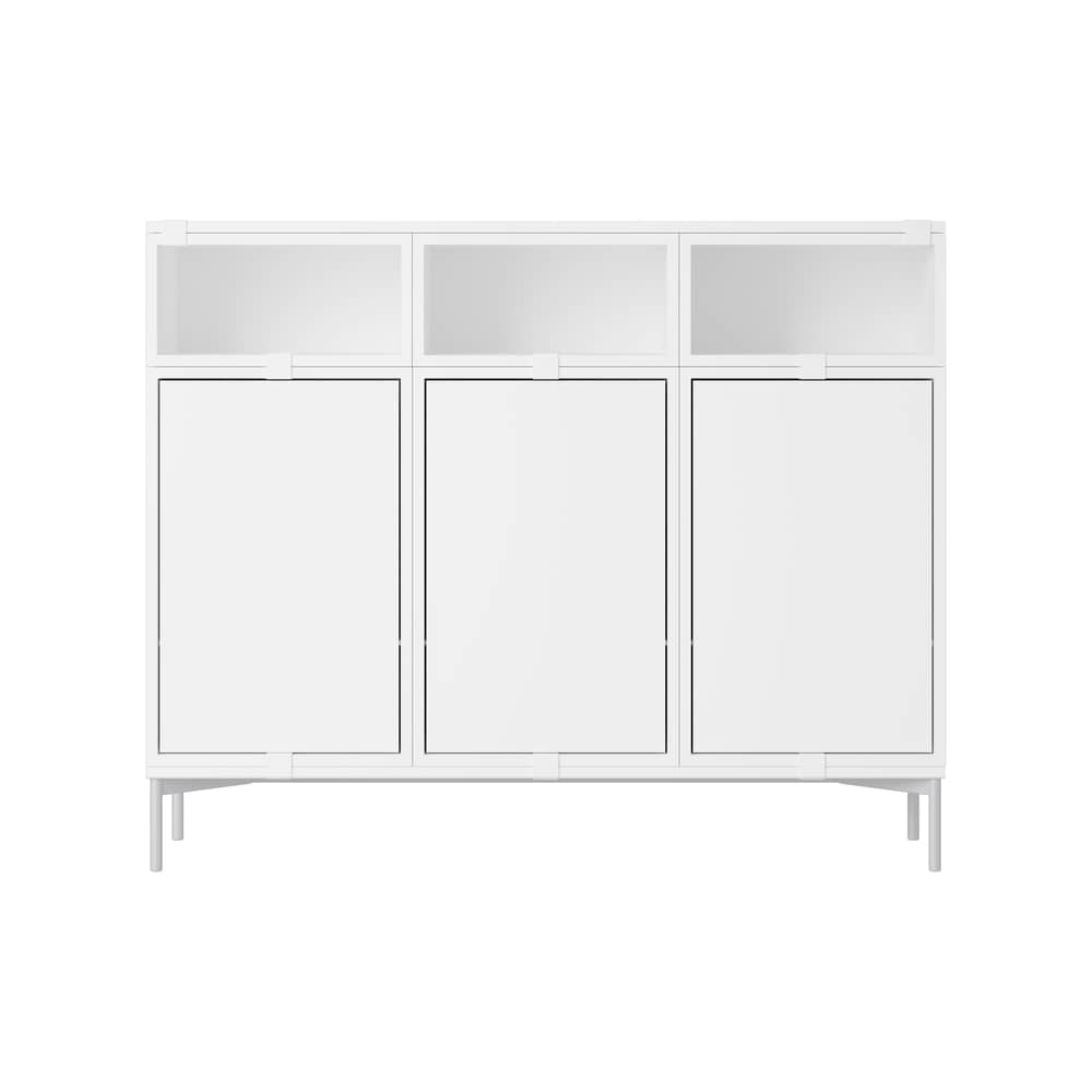 Anrichte Stacked holz weiß / Konfiguration 3 - B 131 x H 106 cm - Muuto - Weiß - lackierter Stahl, mitteldichte bemalte Holzfaserplatte
