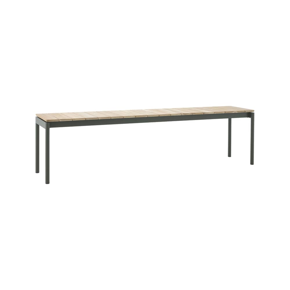 Banc Ville AV28 bois naturel / L 180 cm - &tradition - Vert bronze / Teck - Acier, Teck