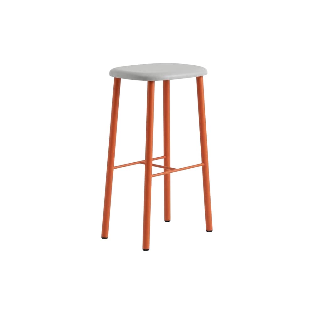 Barhocker Bird holz orange / H 75 cm – Ungefüllt - raawii - Orange / Graue Sitzfläche - Lackierte Esche, massiv, thermolackierter Stahl