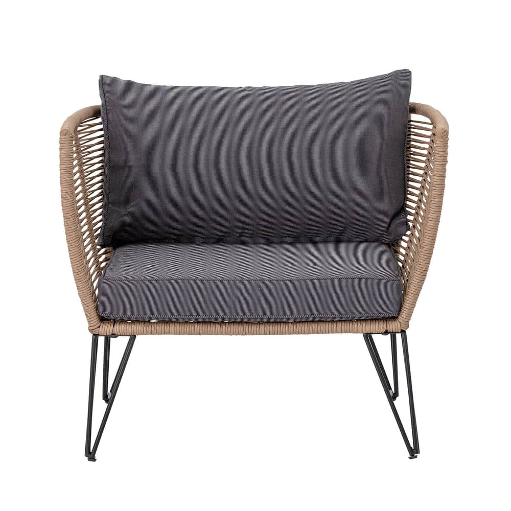 Fauteuil rembourré Mundo / Fils PVC - Bloomingville - Taupe / Tissu gris foncé - Acier laqué, Tissu polyester
