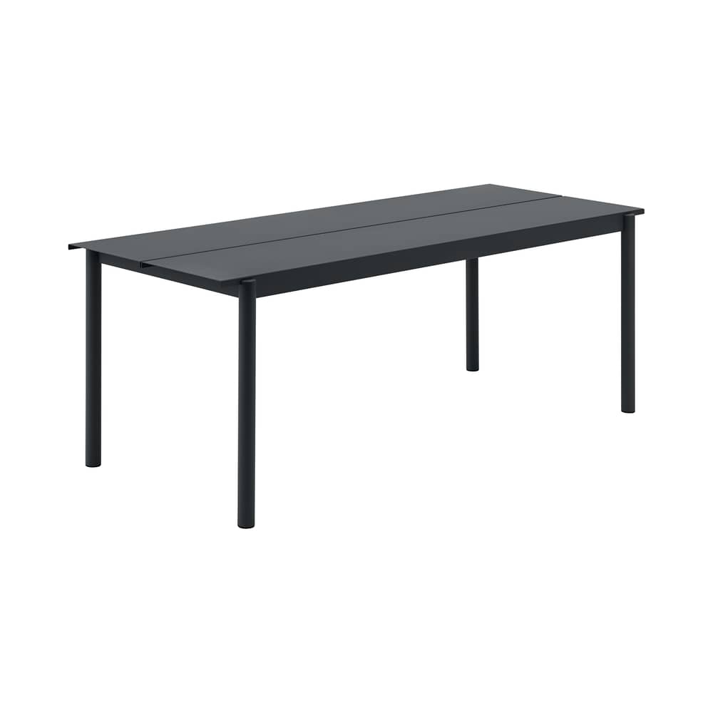 Table rectangulaire Linear métal noir / 200 x 75 cm - Muuto - Noir - Acier revêtement poudre