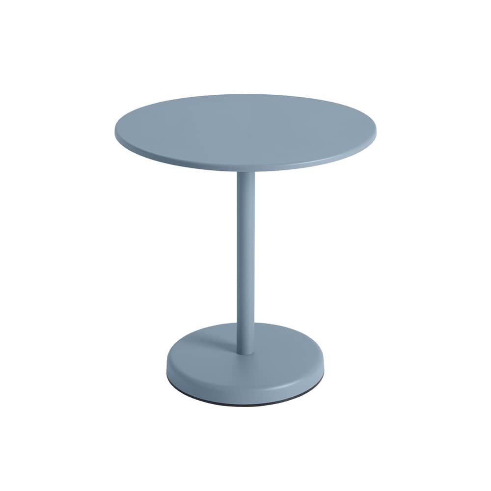 Table ronde Linear Café métal bleu / Ø 70 cm / Seconde vie - Muuto - Bleu clair - Acier revêtement poudre