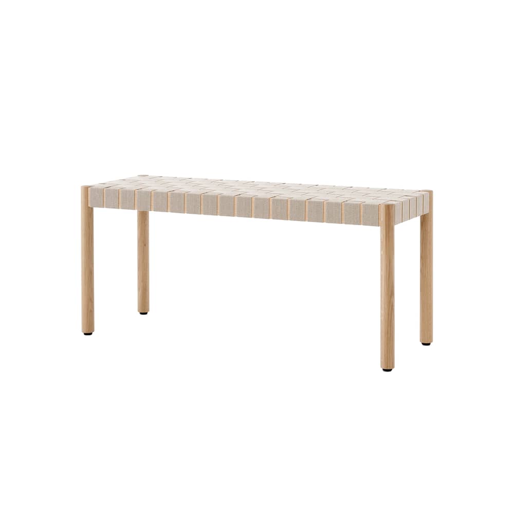 Betty TK4 Bench textile wood beige / L 105 cm - Linen straps - &tradition - Oak / Natural linen - Linen, Solid oak