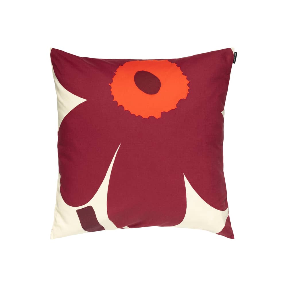 Unikko Cushion cover textile purple / 50 x 50 cm - Marimekko - Unikko / Burgundy, Red, Vanilla - Organic cotton