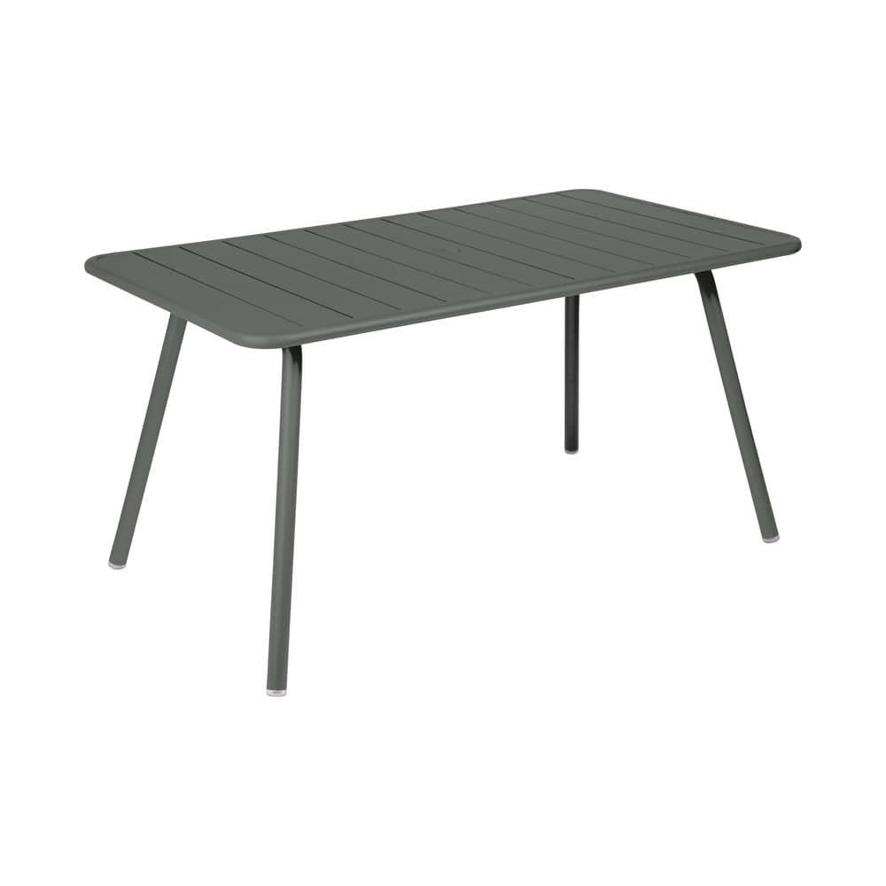 Luxembourg Rectangular table metal green / 143 x 80 cm (6 people) - Parasol hole - Fermob - Rosemary - Lacquered aluminium