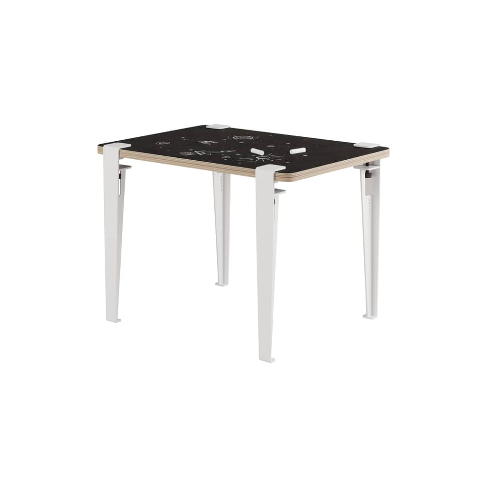 Bureau enfant Vice Versa / 70 x 50 cm - Réversible ardoise / stratifié - TIPTOE - Ardoise & stratifié blanc / Blanc crème - Acier thermolaqué, Ardoise, Stratifié