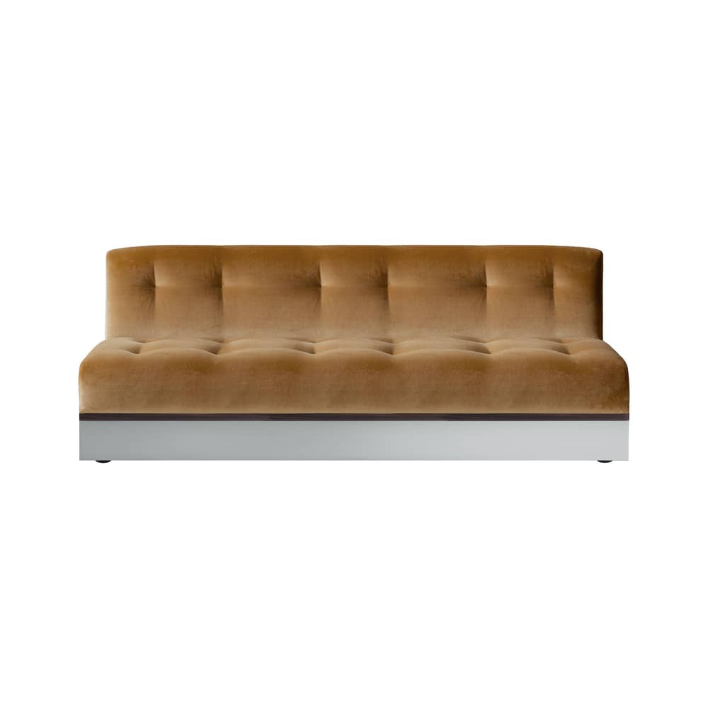 Canapé droit Stanley tissu jaune / 3 places - L 195 cm - RED Edition - Honey - Acier inoxydable, Palissandre, Polyuréthane expansé, Velours