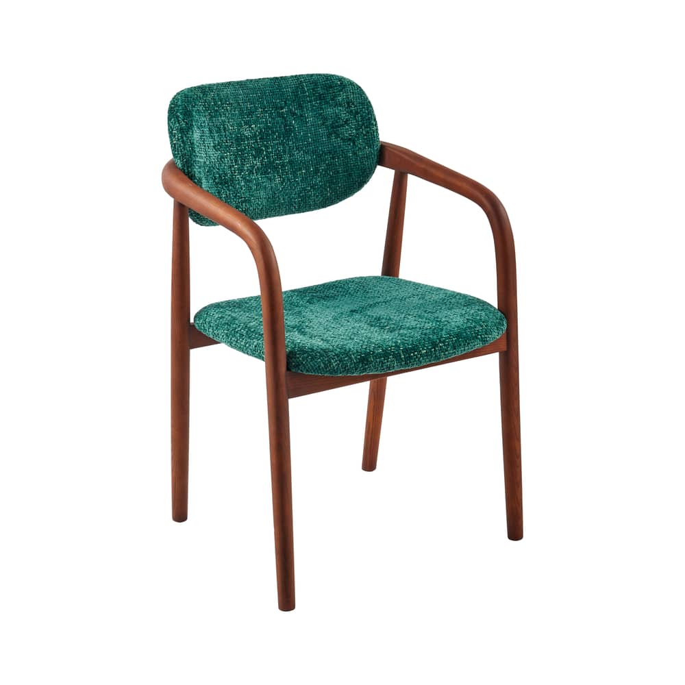 Fauteuil rembourré Henry tissu vert - POLSPOTTEN - Vert foncé - Frêne, Mousse, Tissu