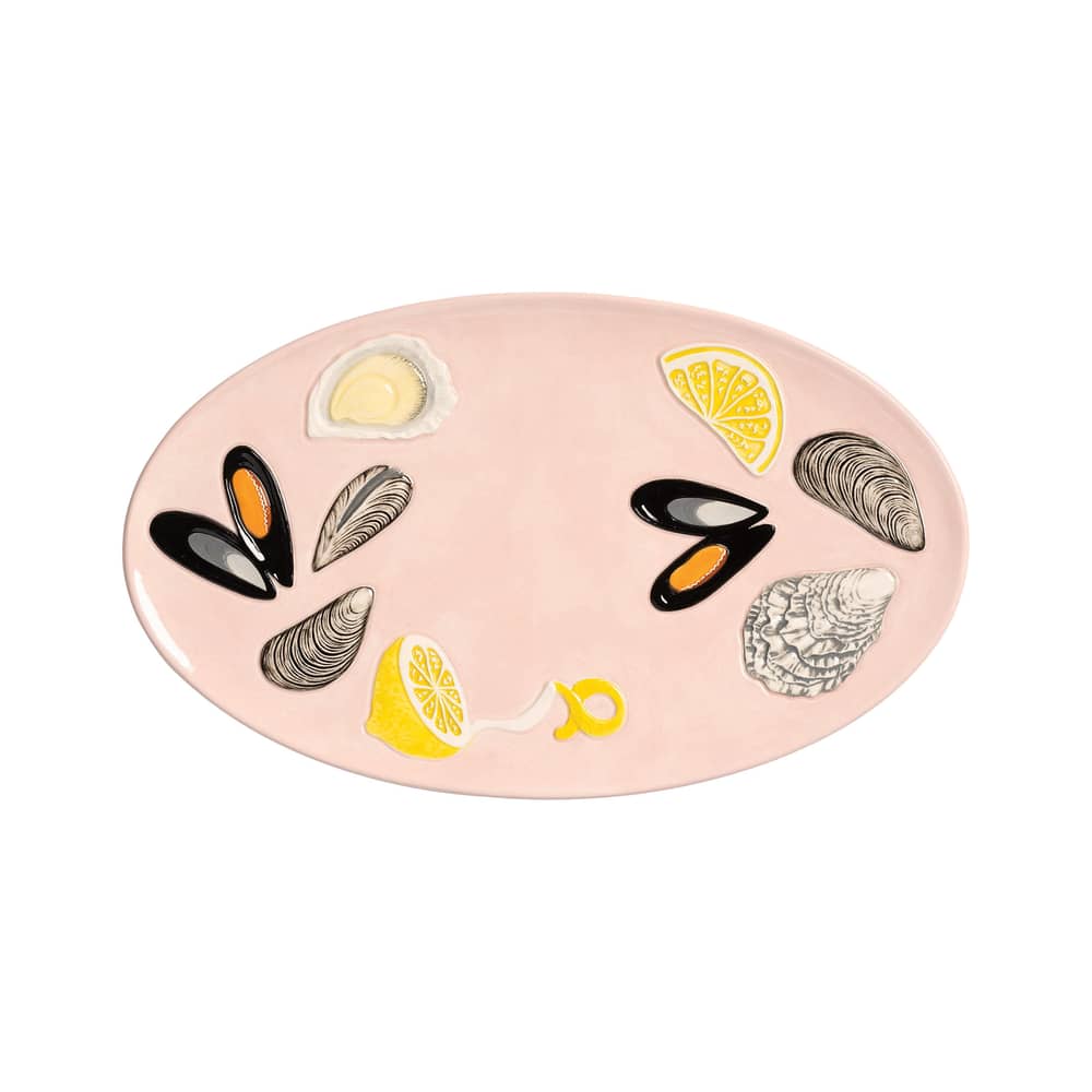 Oyster Serving dish ceramic pink / 33 x 20 cm - & klevering - Pink - Dolomite ceramic