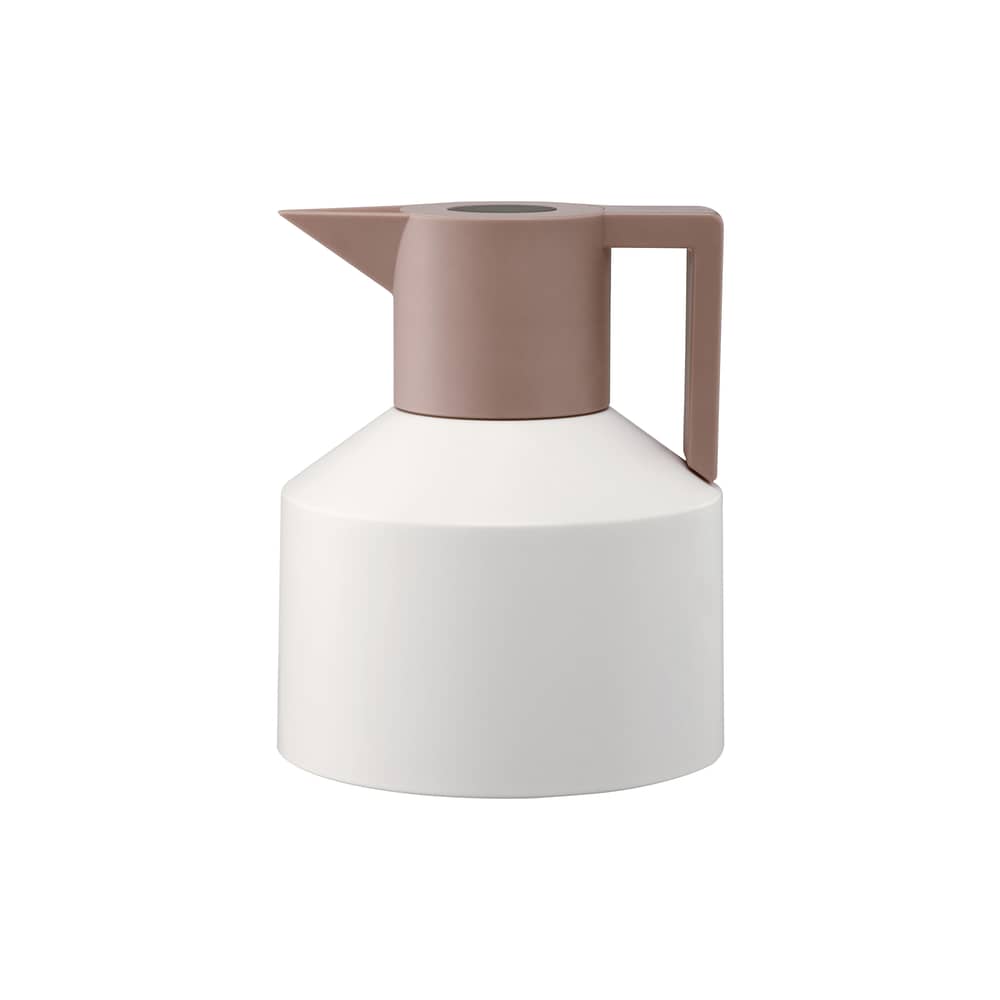 Pichet isotherme Geo plastique blanc / 1L - Normann Copenhagen - Blanc / Bouchon corail - Plastique