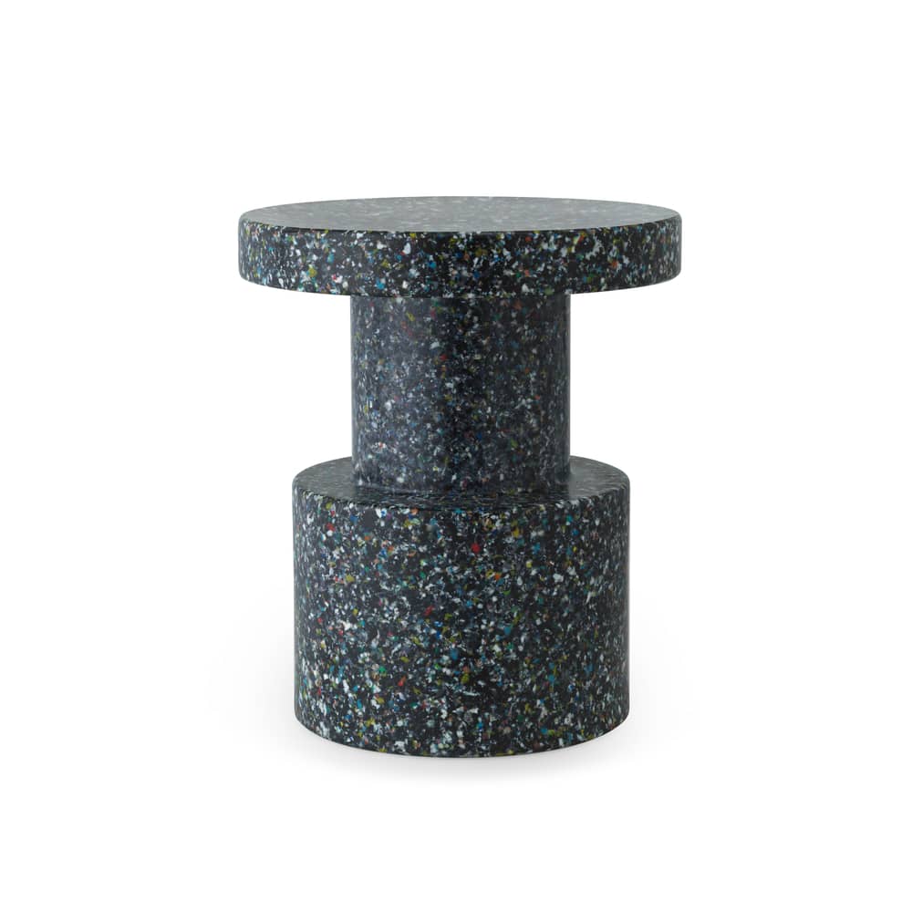 Sgabello Bit materiale plastico multicolore / Tavolo d\'appoggio - Plastica 100% riciclata / Ø 36 cm - Normann Copenhagen - Nero / Multicolore - Polietilene riciclato
