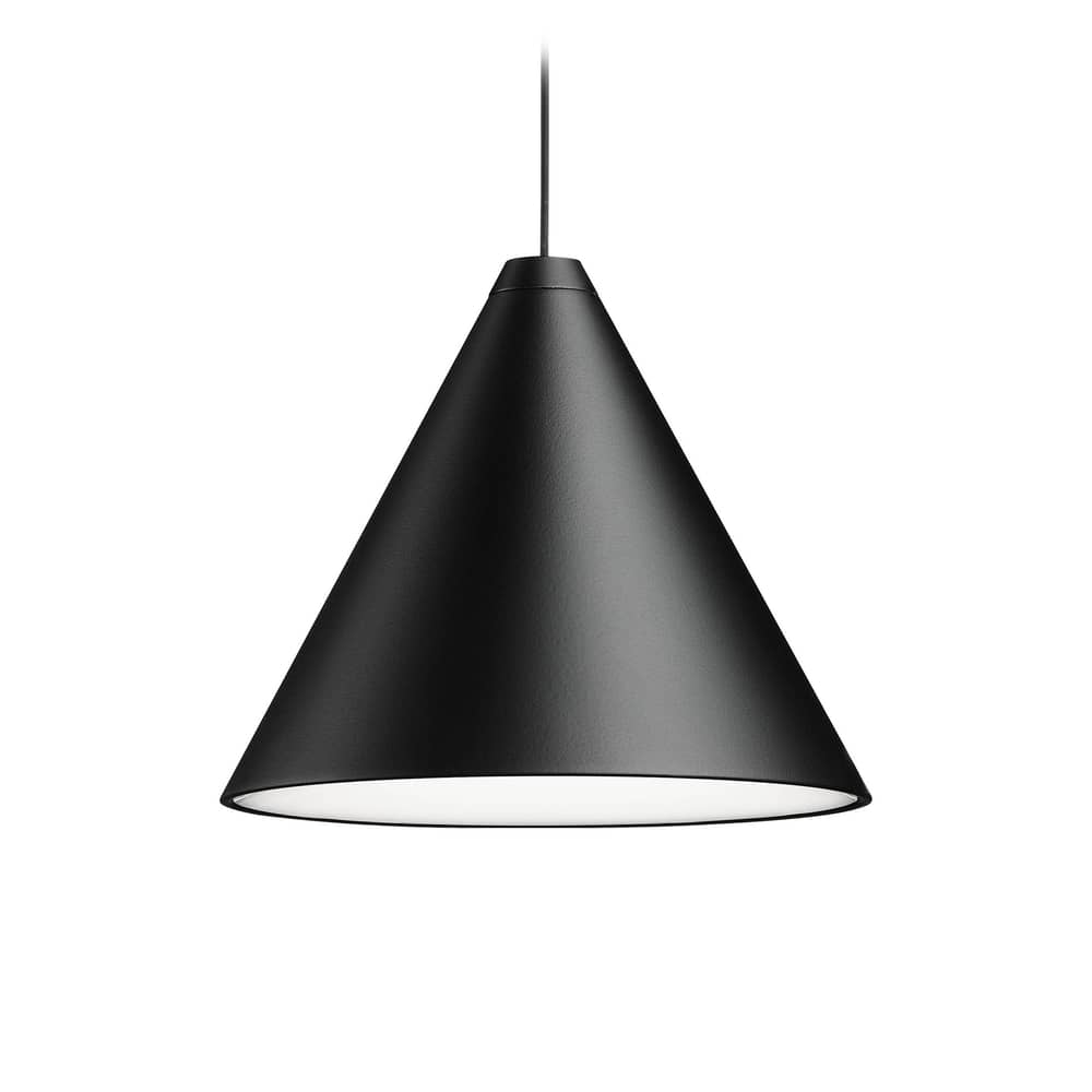 String Light Cone Pendant metal black LED / Cable 12 Metres - Without Electrical cable Unit - Flos - Cone / Black - Fabric, Painted aluminium, Polycarbonate