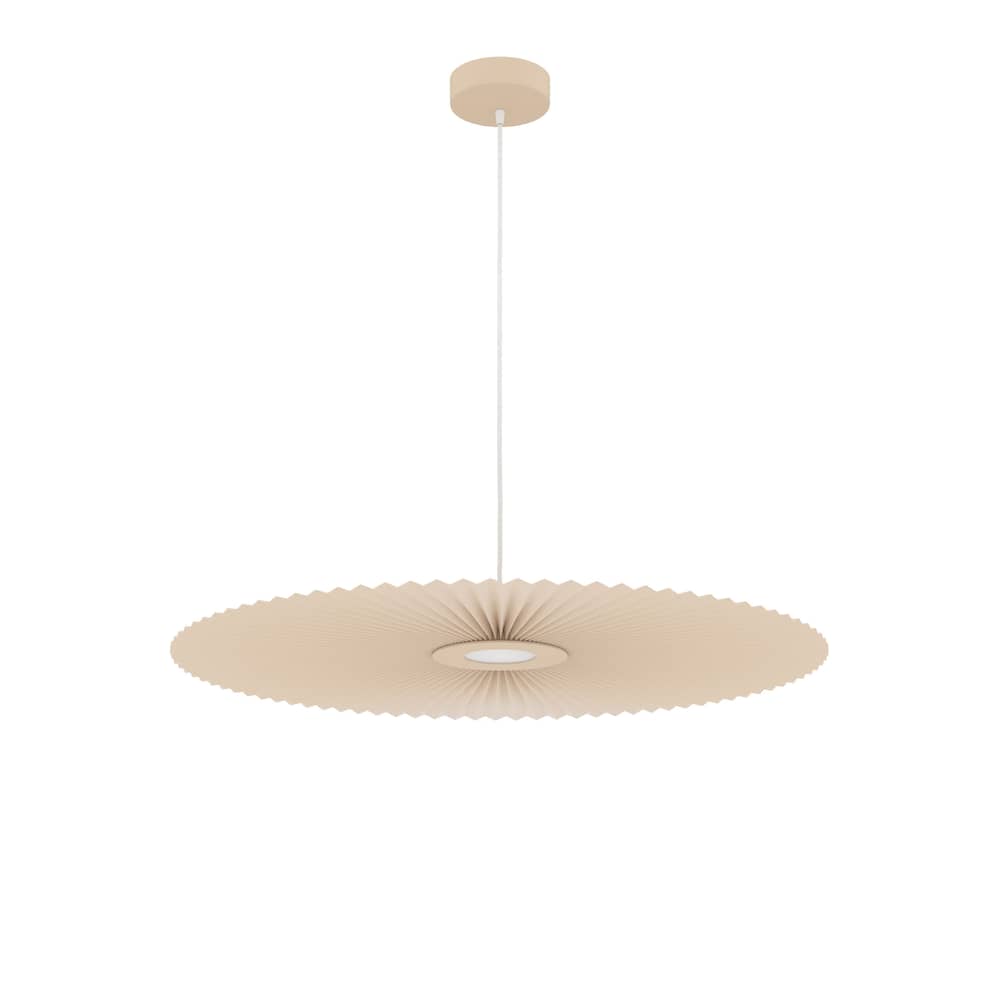 Pendelleuchte Carmen Medium textil beige / Ø 90 cm - Plissee - Hartô - Sand goldfarben - Auf PET kaschiertes Textil, bemaltes Metall