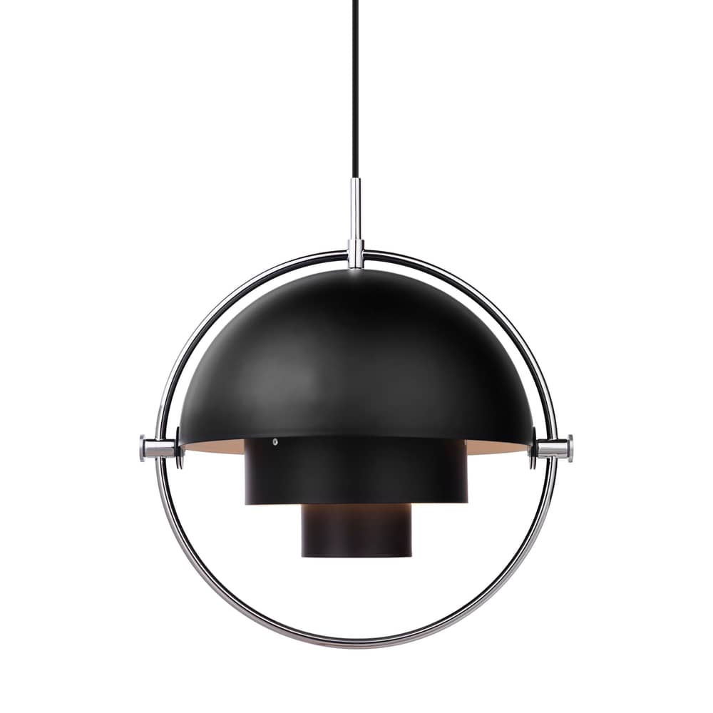 Suspension Multi-Lite Small métal noir / Ø 25 cm - Modulable & orientable / Réédition 1972 - Gubi - Noir/ Cercle chromé - Métal