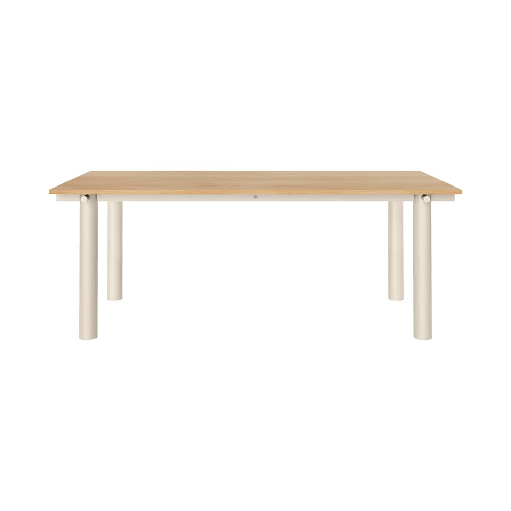 Table rectangulaire Atura bois naturel / 200 x 90 cm - Ferm Living - Chêne naturel / Pieds beige - Acier thermolaqué, Placage de chêne