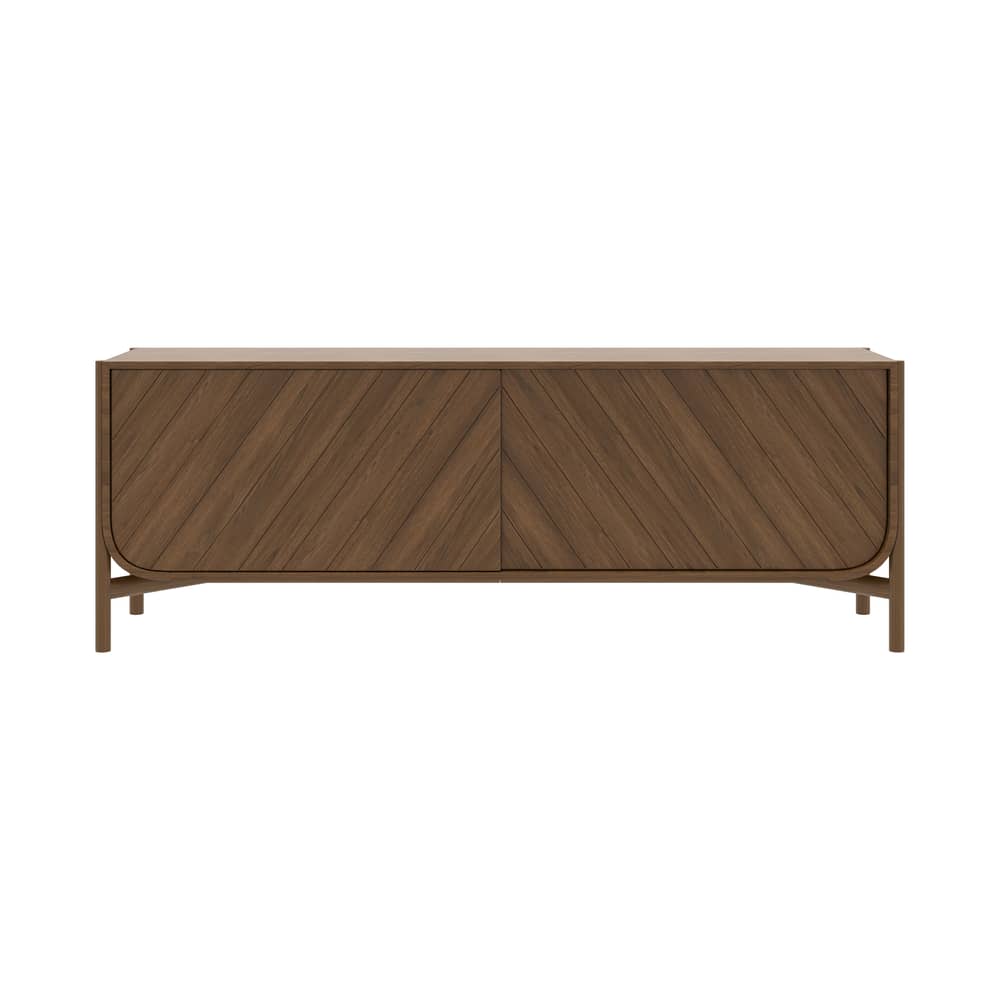 Anrichte Marius holz braun / TV-Möbel L 185 x H 65 cm - Hartô - Nussbaum-gebeizte Eiche - eichenfurnierte Holzfaserplatte, Getöntes Eichenholz