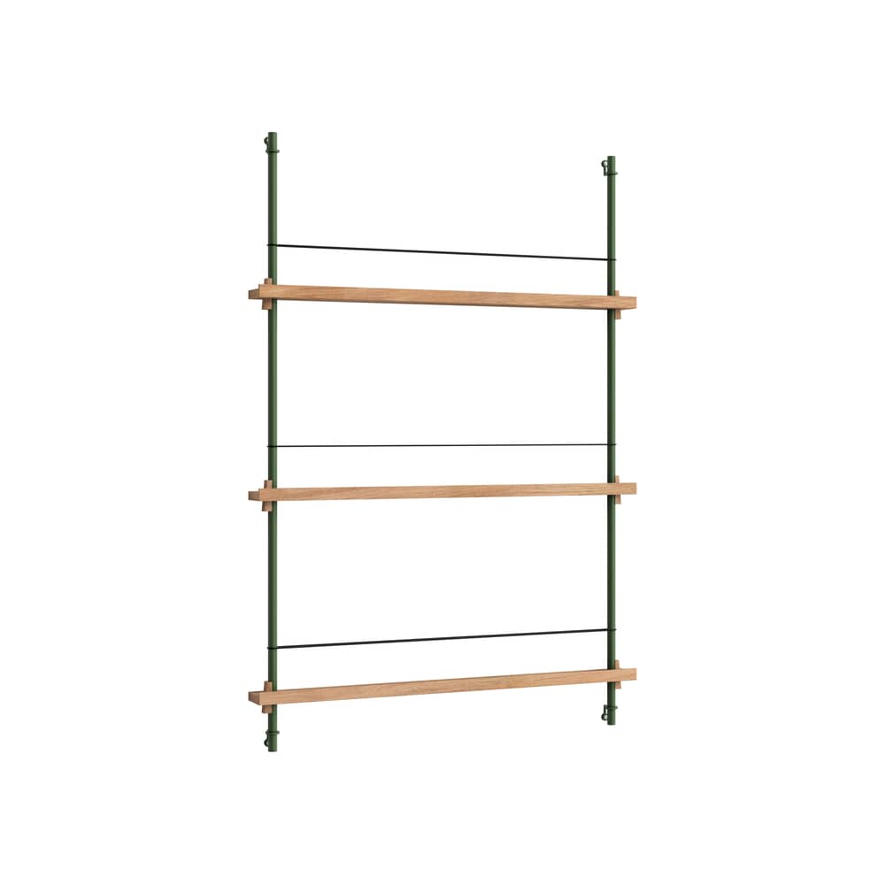 Étagère Magazine Shelving – MS.115.1 bois naturel / Pour livres et magazines - L 85 x H 123 cm - MOEBE - Chêne naturel / Vert - Acier, MDF placage chêne