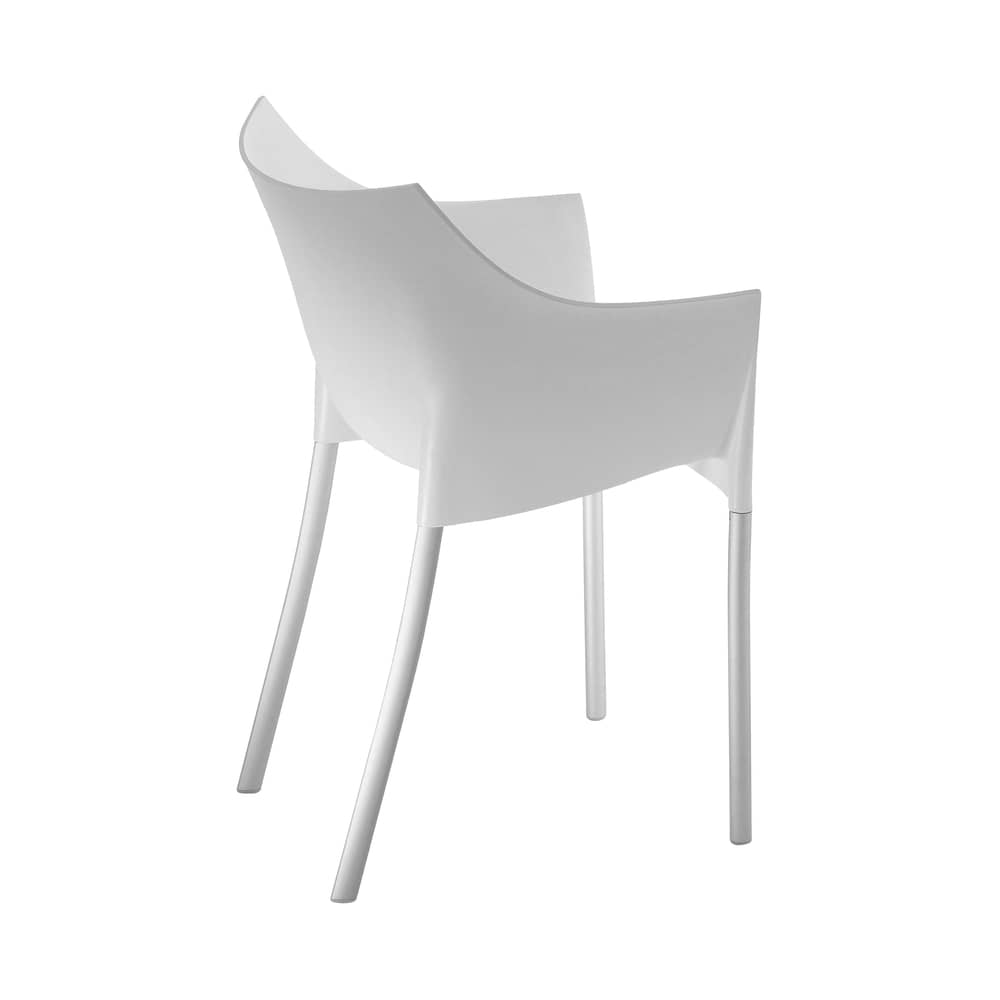 Fauteuil empilable Dr. No plastique blanc / Philippe Starck, 1997 - Kartell - Blanc cire - Aluminium, Polypropylène