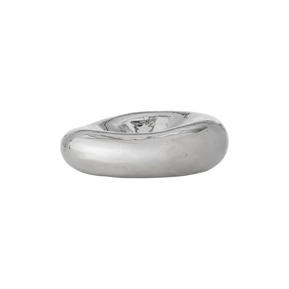 Shine Bowl ceramic silver / Ø 18 x H 6 cm - Bloomingville - Chromed - Enamelled sandstone