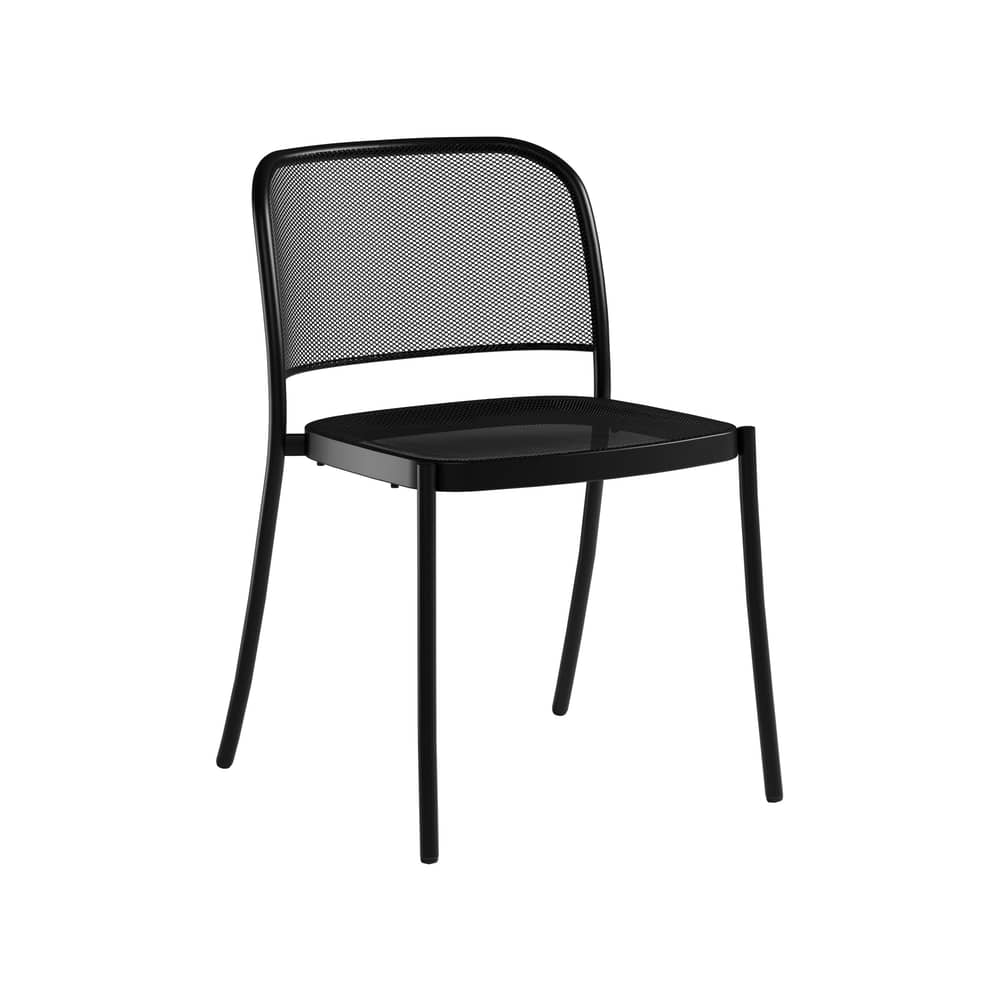 Stapelbarer Stuhl Café metall schwarz - Emu - Schwarz - Stahl, Stahlgitter