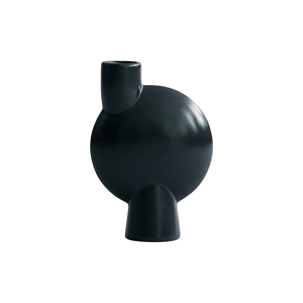 Vaso Sphere Buble Medium ceramica verde / H 26 cm - 101 COPENHAGEN - Verde scuro - Ceramica