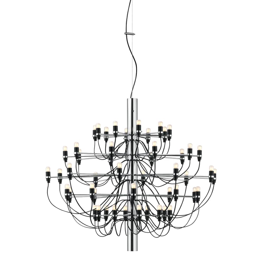 Pendelleuchte 2097 grau silber metall / INKLUSIVE 50 mattierte Leuchtmittel - Ø 100 cm - Flos - Verchromt - Eisen