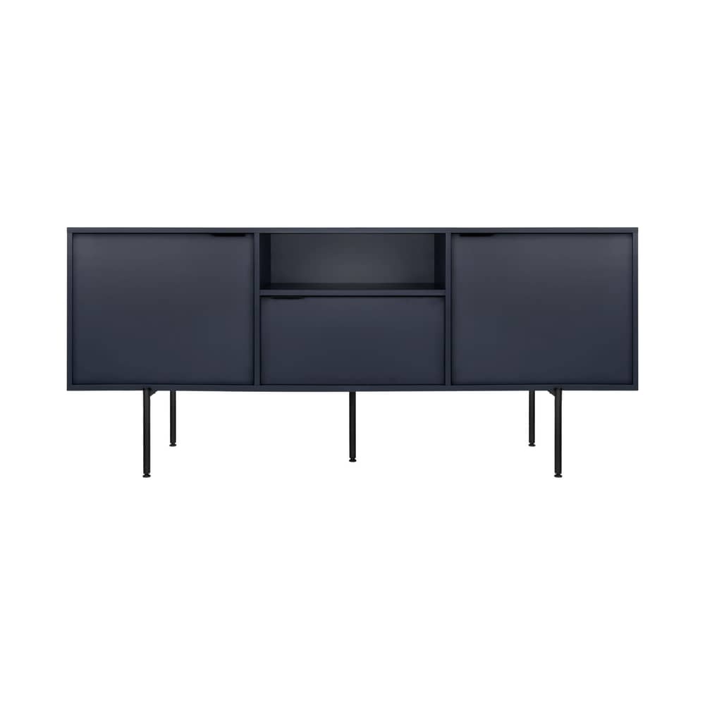 Buffet Bau bois bleu / L 180 x H 79 cm - NOO.MA - Bleu nocturne - Acier, Aluminium, Mélamine
