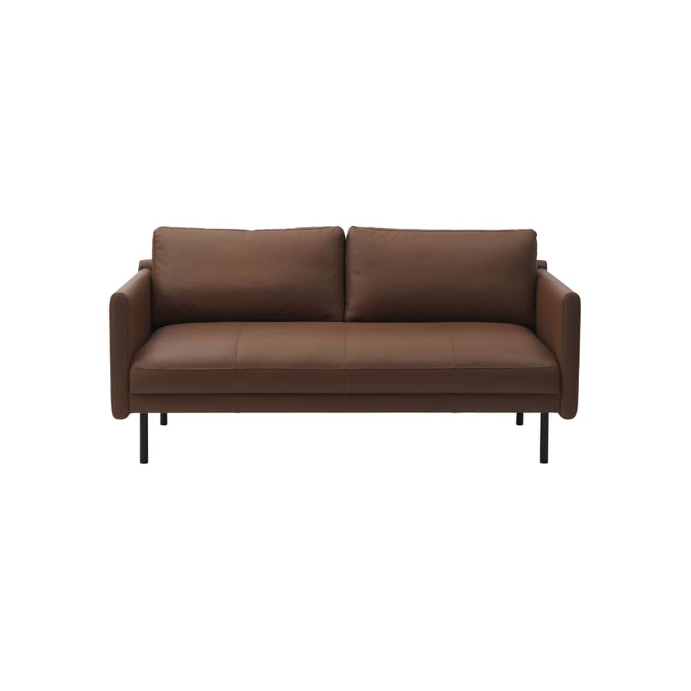 Canapé droit Rar cuir marron / 2 places - L 168,5 cm - Normann Copenhagen - Cuir Cognac - Acier, Bois, Cuir, Mousse PU