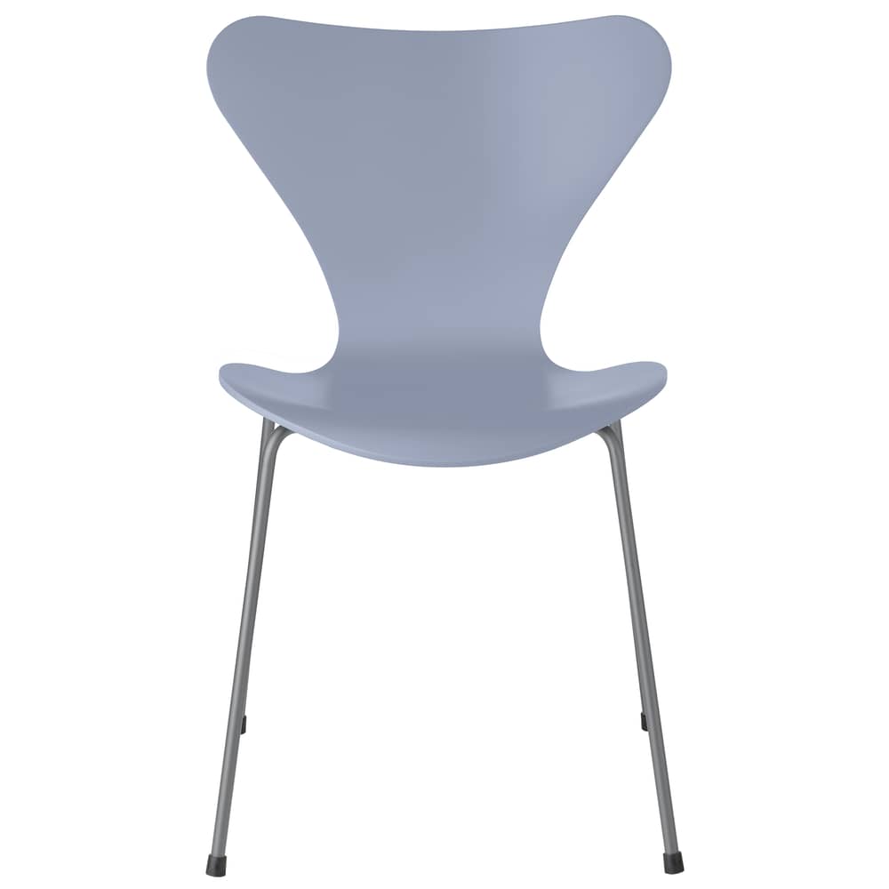 Chaise empilable Série 7 bois bleu / Frêne teinté - Arne Jacobsen, 1955 - Fritz Hansen - Bleu Lavande / Pieds chromés - Acier chromé, Contreplaqué de frêne teinté
