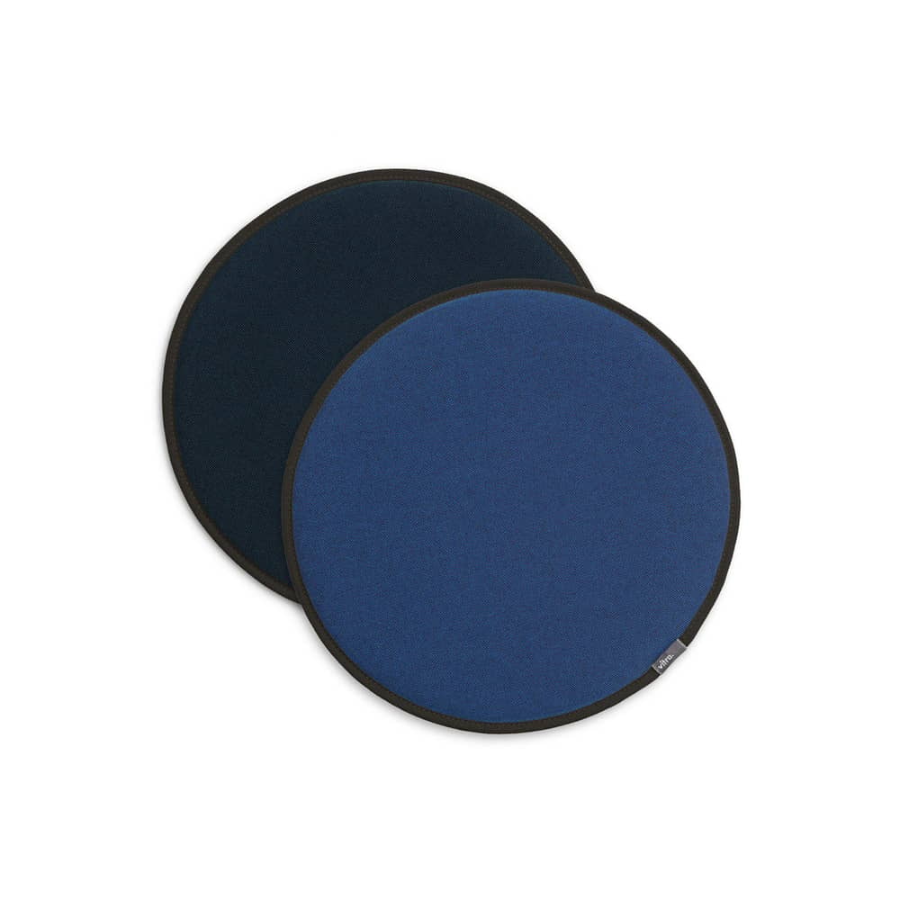 Coussin d\'assise Seat Dots tissu bleu / Ø 38 cm - Réversible - Vitra - Bleu / Bleu foncé - Mousse, Tissu