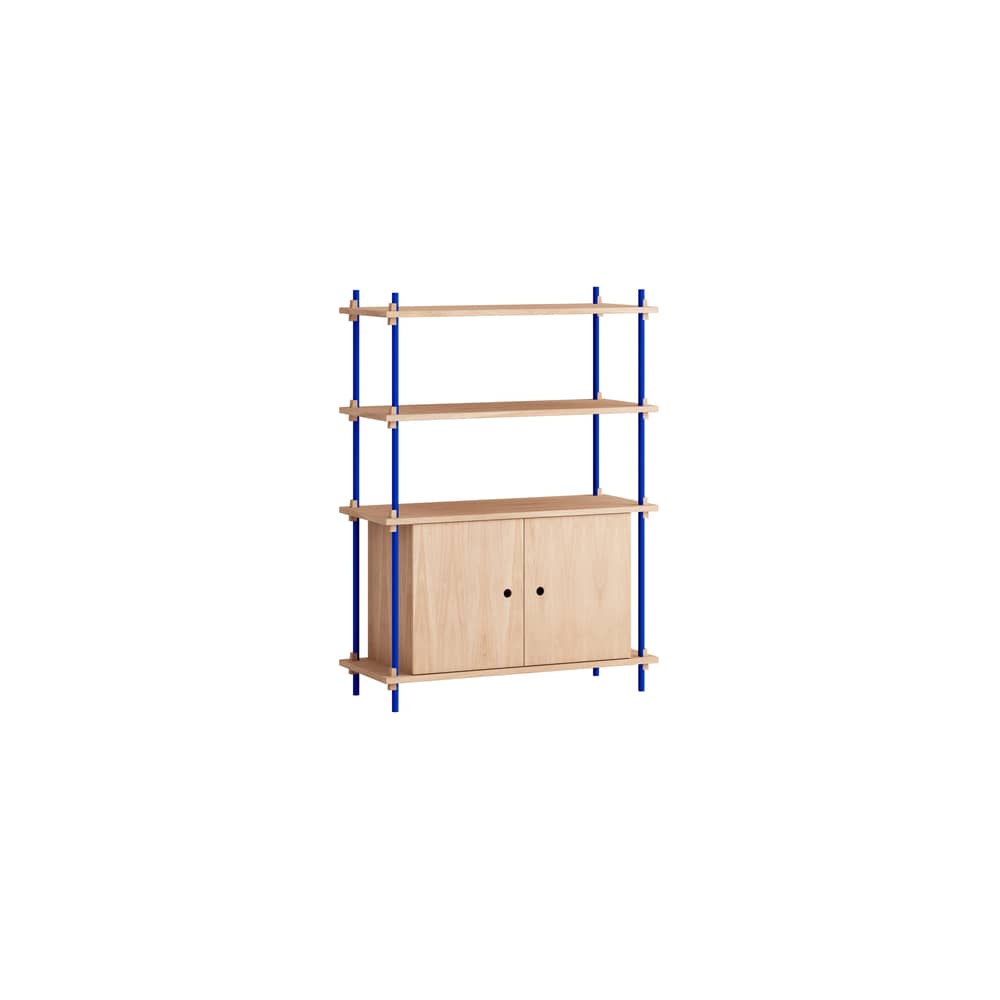 Etagère Shelving System – s.115.1.B / L 85 x H 115 x Prof. 35 cm - MOEBE - Chêne naturel / Bleu - Acier, MDF placage chêne