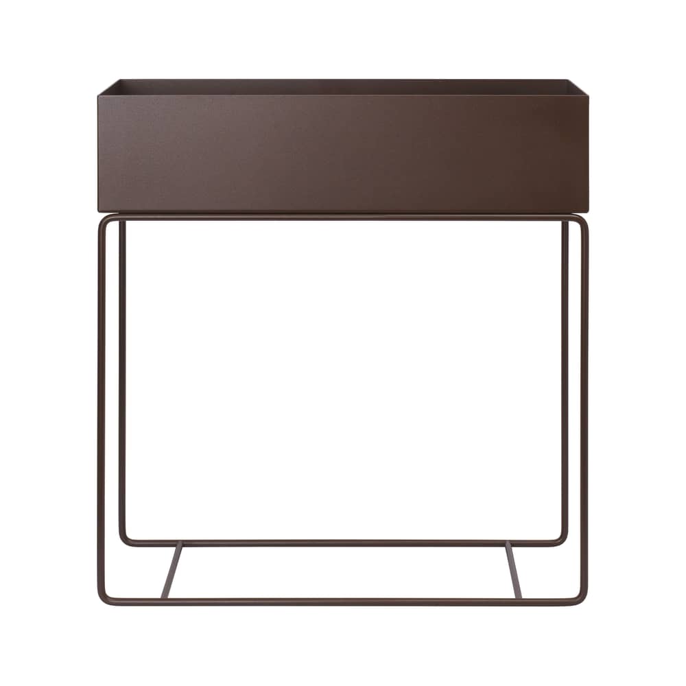 Jardinière sur pied Plant Box métal marron / Rangement - L 60 x H 65 cm x Prof. 25 cm - Ferm Living - Chocolat foncé - Acier