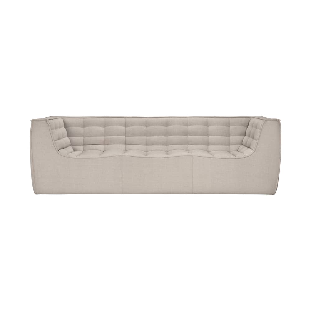 Divano destro N701 tessuto beige / 3 posti - L 245 cm - Ethnicraft - Beige (tessuto standard) - Legno, Schiuma PU ad alta densità, Tessuto