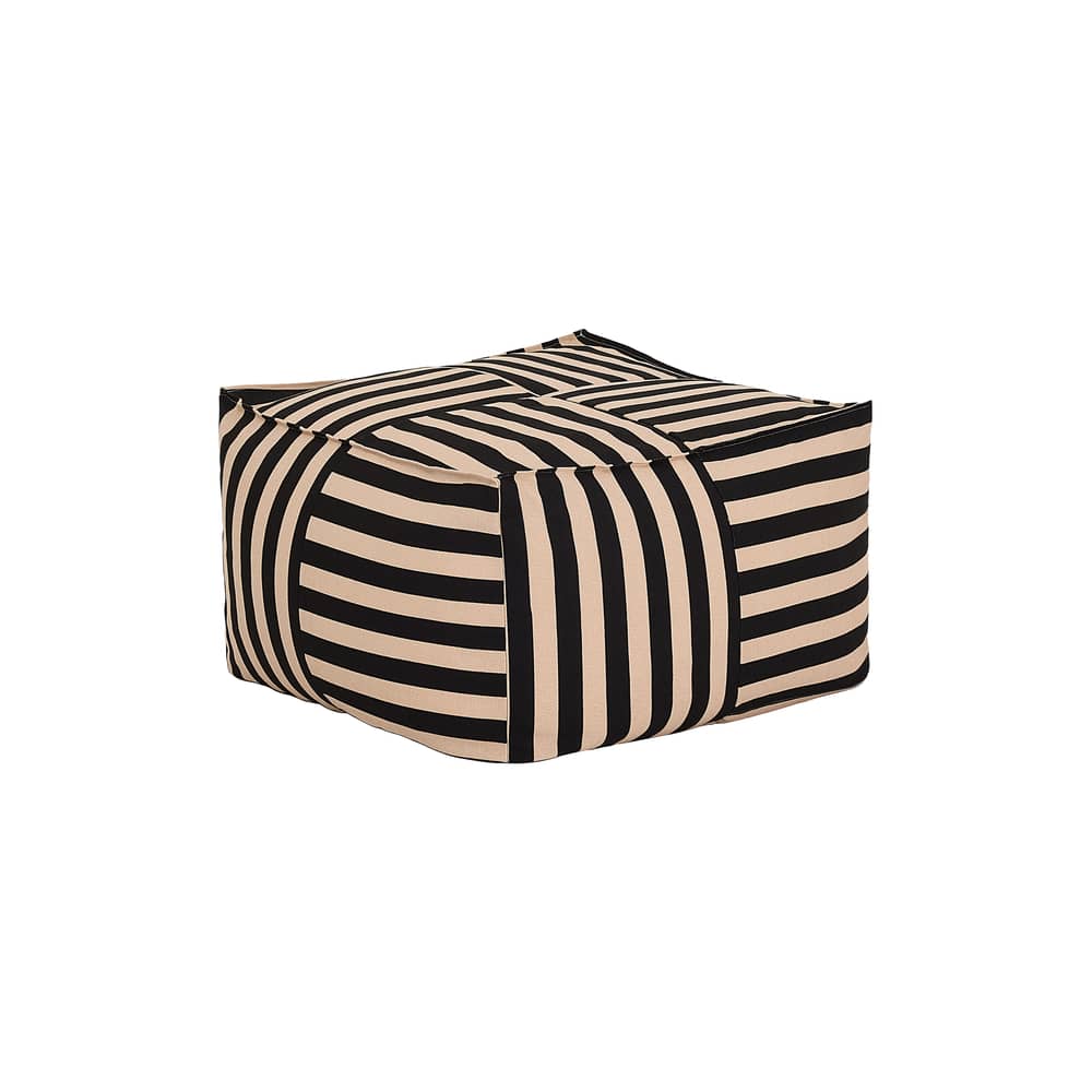 Pouf Otto tissu noir / Repose-pieds - 55 x 55 cm - NOBODINOZ - Noir & sable - Coton biologique, Polystyrène expansé