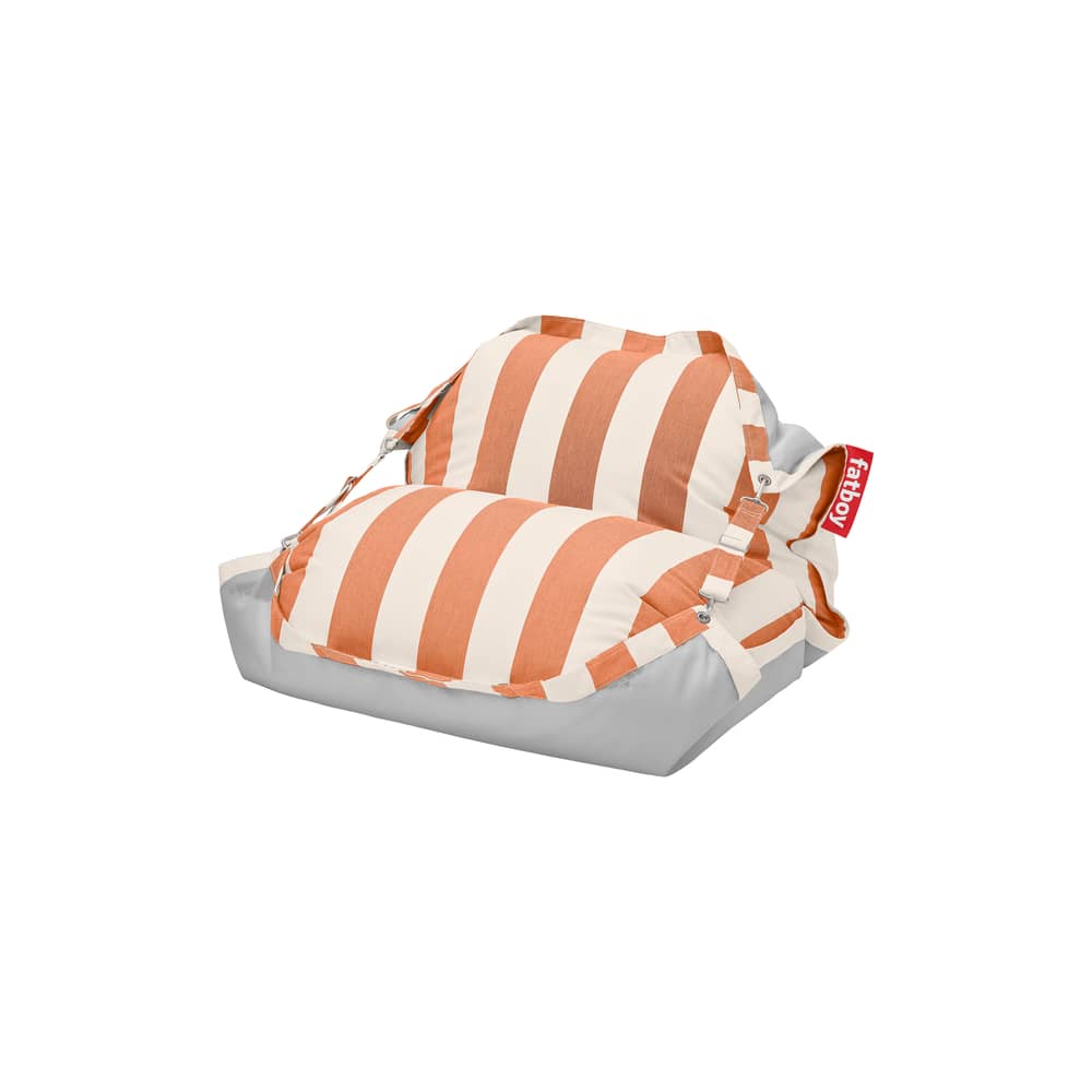 Schwimmendes Outdoor-Sitzkissen Original Floatzac textil orange / Verstellbare Gurte - Fatboy - Orange & Creme gestreift -  Micro-billes EPS, Olefin Stoff, Polyacryl