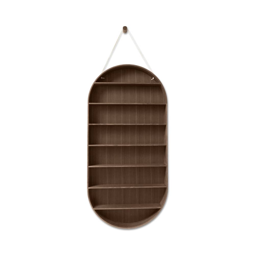 Étagère Oval Dorm bois marron / Vitrine - L 54 x P 7 x H 110 cm - Ferm Living - Chêne fumé - MDF plaqué chêne