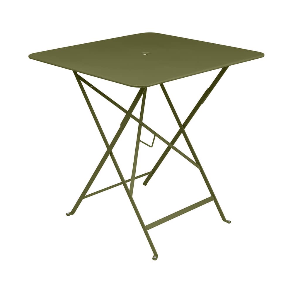 Tavolo pieghevole Bistro metallo verde / 71 x 71 cm - 3/4 persone - Foro ombrellone - Fermob - Pesto - Acciaio laccato