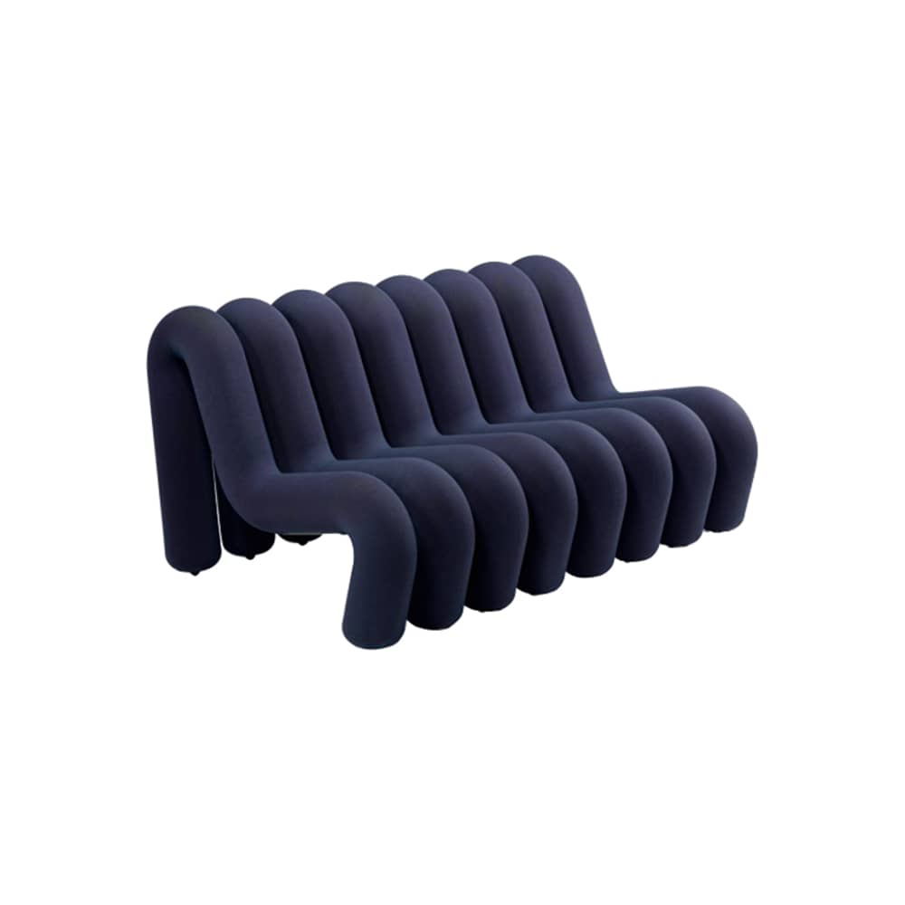 Canapé droit Extra Bold Sofa / 2 places - L 148 cm (8 tubes) - Moustache - Noir-bleu - Acier, Laine, Mousse haute résilience