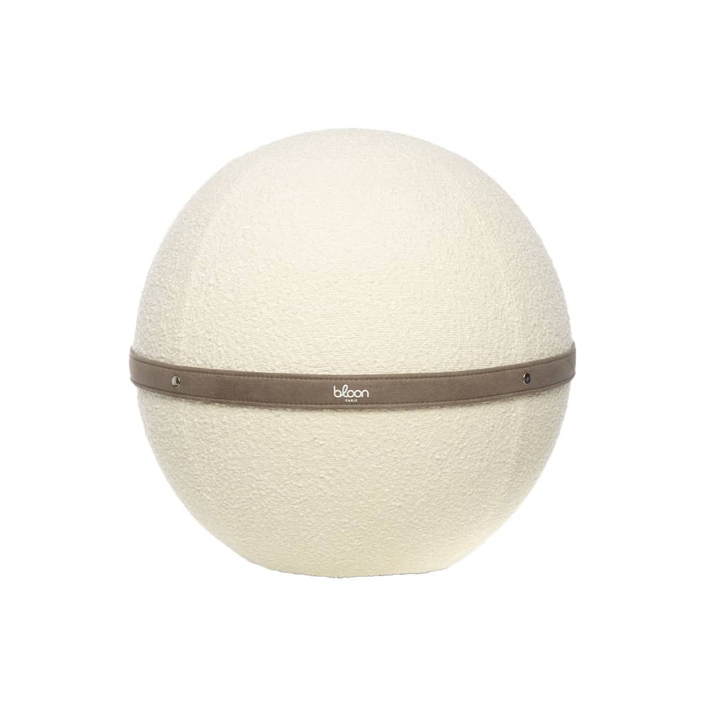 Pouf Bouclette Regular blanc / Ergonomique - Ø 55 cm / Laine bouclette - BLOON PARIS - Coton - Laine bouclée, PVC