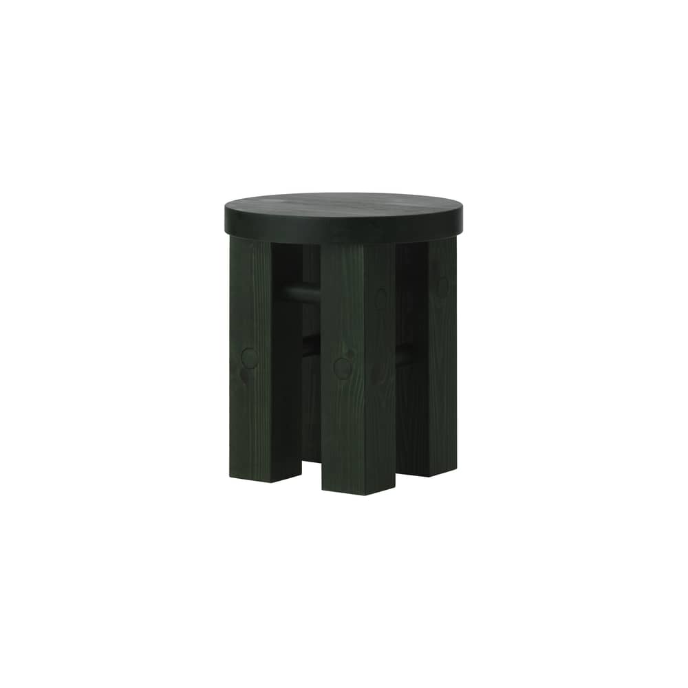 Fyr Stool wood green / Ø 40 x H 45 cm - Normann Copenhagen - Dark green - Stained solid pine
