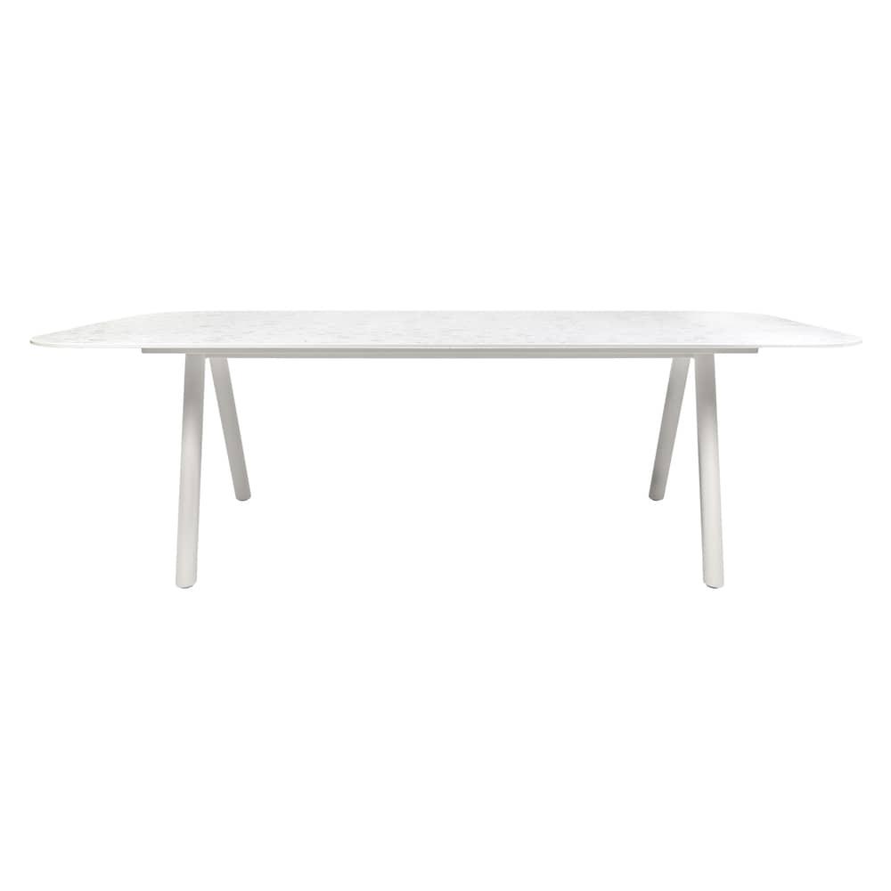 Table rectangulaire Kodo / 280 x 106 cm - Céramique effet terrazzo - Vincent Sheppard - 280 x 106 cm / Blanc effet terrazzo - Aluminium thermolaqué, Céramique