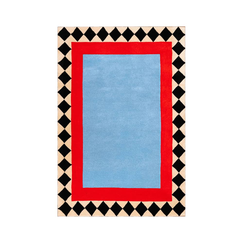 Tappeto Swimming Pool tessuto blu / 210 x 140 cm - Lana a ciuffi - COLORTHERAPIS - 210 x 140 cm / Blu, Rosso e Nero - Lana di Nuova Zelanda