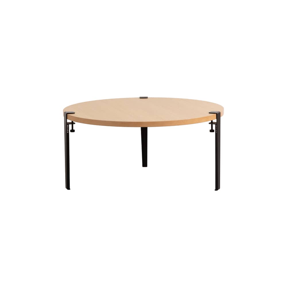 Couchtisch Brooklyn holz natur / Ø 90 x H 43 cm - Massive Eiche - TIPTOE - Graphitschwarz / Eiche - massive Eiche, thermolackierter Stahl