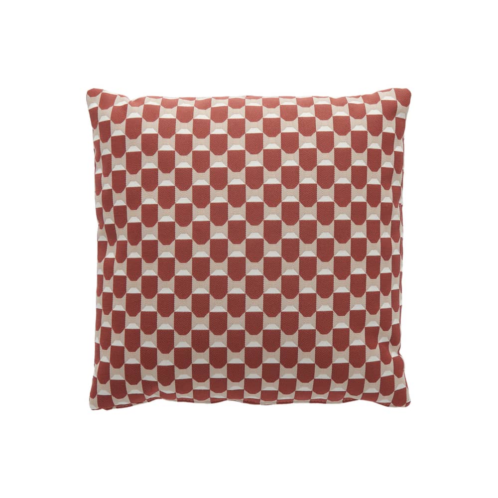 Coussin d\'extérieur Liberty tissu rouge / 45 x 45 cm - Kartell - Rouille (Liberty Obi Check) -  Ouate, Tissu outdoor