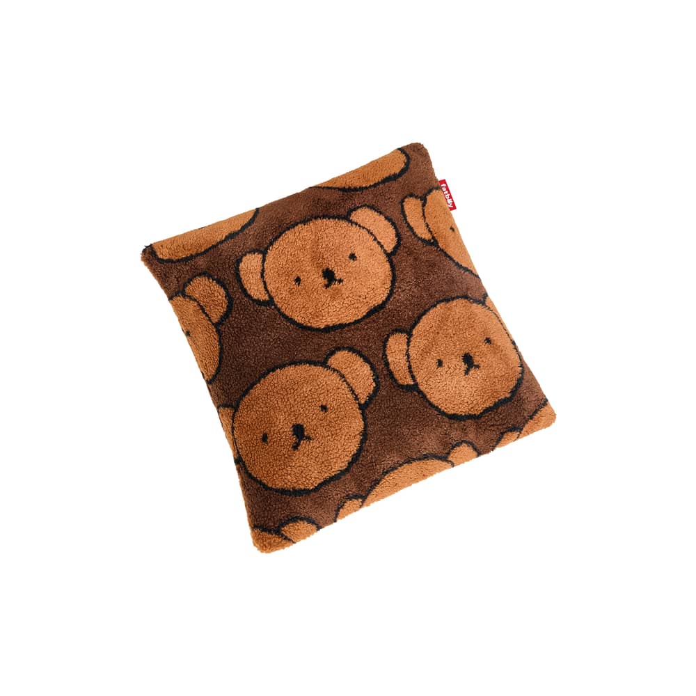 Coussin Square Teddy x Miffy / Tissu duveteux - 50 x 50 cm - Fatboy - Motif Teddy / Marron - Polypropylène, Tissu peluche