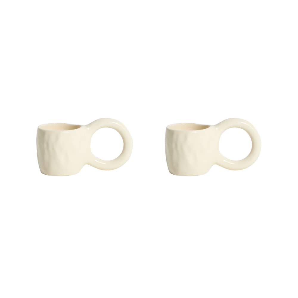 Espresso tazza Donut Small ceramica beige / Ø 6 x H 5,5 cm - Set di 2 - Petite Friture - Vaniglia - Maiolica smaltata
